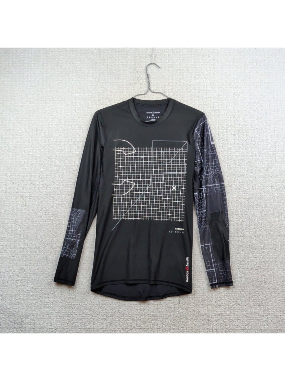 Y2K Reebok CrossFit Long Sleeve Compression Shirt Cyber Grunge Tech Alt Sz M